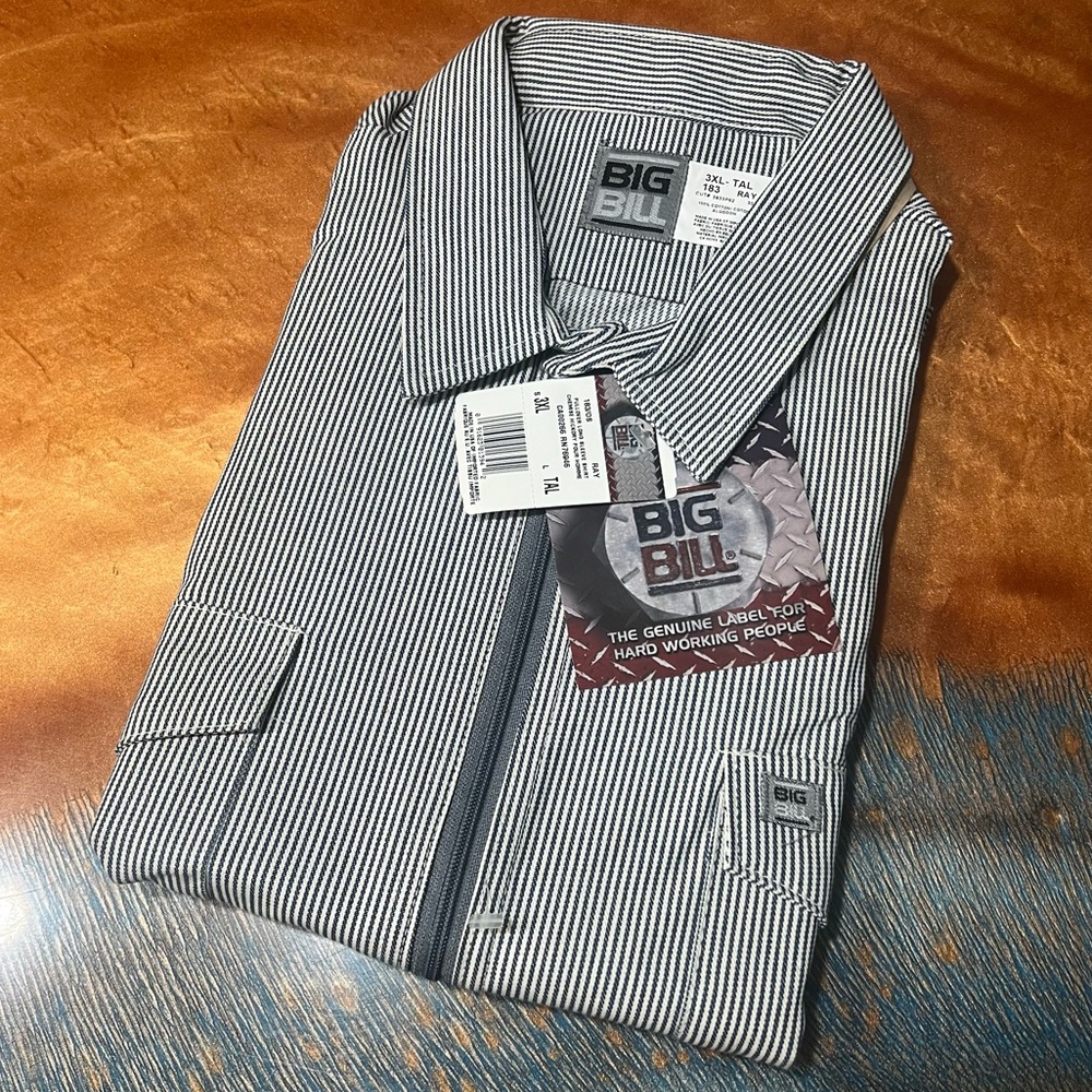 VTG Big bill hickory stripe mens work shirt NWT 3XL Quarter Zip New USA